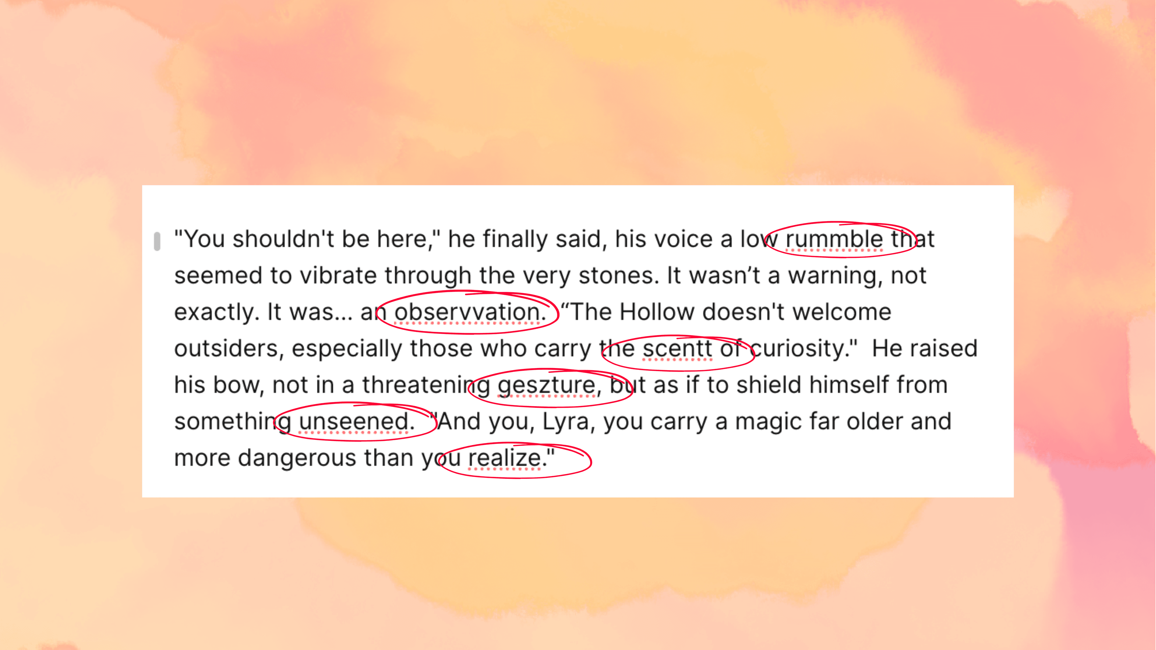 Real-time grammar check interface